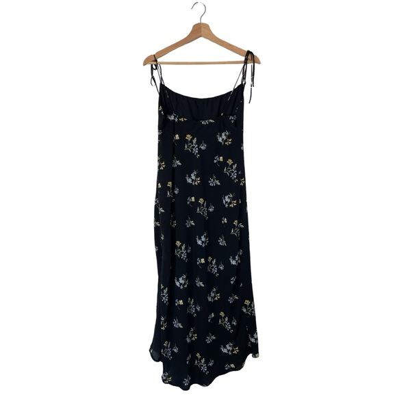 Abercrombie & Fitch Black Floral Midi Slit Dress, Spaghetti Straps - Size Medium - Picture 4 of 12